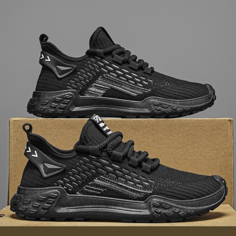 

Модные повседневные кроссовки для мужчин на весну и осень, спортивная и досуговая ткань, универсальные, мягкие и удобные, толстые мокасины, новые 44 чёрный