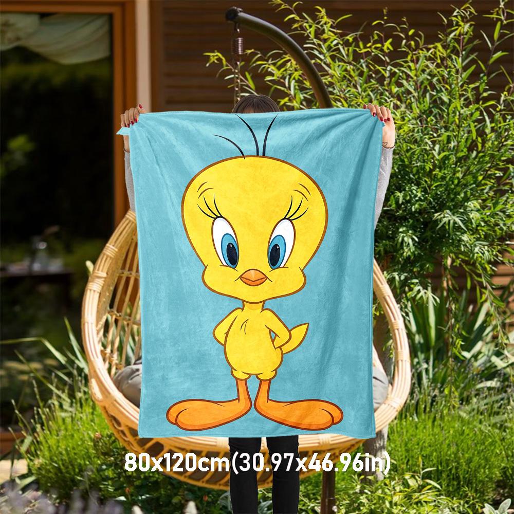 1pc cartoon bird yellow Outdoor Blanket - Throw Blanket, Soft , Flannel Blankets, Living Room, Travel, Camping-1102121