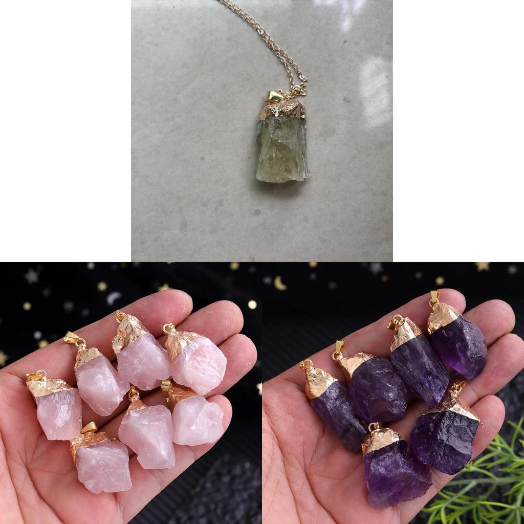 Natural Amethyst Pendant Crystal Raw Stone Necklace For Boho Style Jewelry Collectors