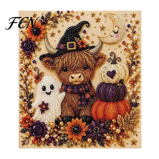 Nicht gruselige Halloween-Deko-Projekte, Perlenmalset, Süßer Geist 3D-Kunst-DIY, Gemütliches Herbst-Hausdeko-Set für Erwachsene, Weihnachtsbasteln Festlich