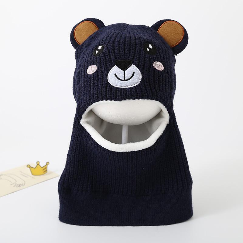 Baby Hat Scarf Integrated Hat Winter Warm Thickened Knitted Ear Hat Cute Super Cute Boys and Girls Wool Hat