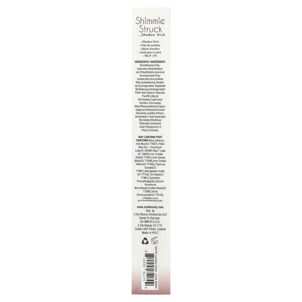 J.Cat Beauty Shimmie Struk, Shadow Stick, SSS101 Luminary Dream, 2g (0.07oz)