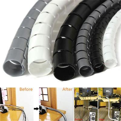 HDPE 1.5m Length Wrap Clip Flexible Spiral Tube Cord Protector Wire Organizer Cable Holder
