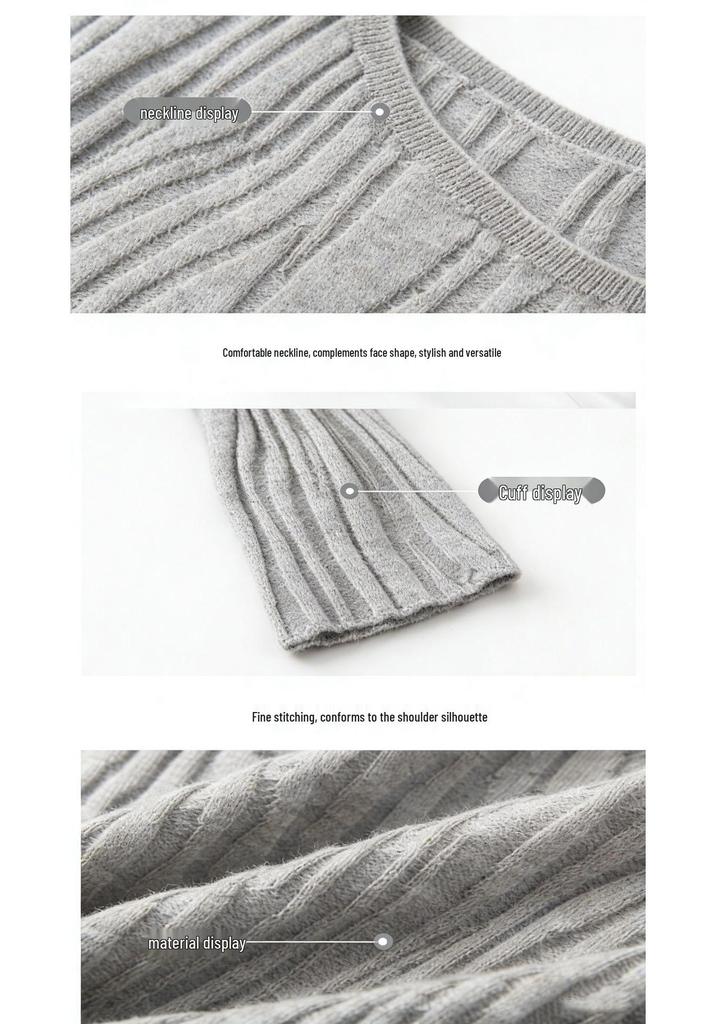Women's Autumn & Winter Seamless Slim Fit Sweater - 100% Pure Yangtze Wool with Water Wave Texture, 18-Gauge Knit