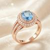 Gold Color Ring for Women Fashion Party Daily Versatile Luxury Wedding Inlaid Shiny Blue CZ Elegant Accessories Jewelry