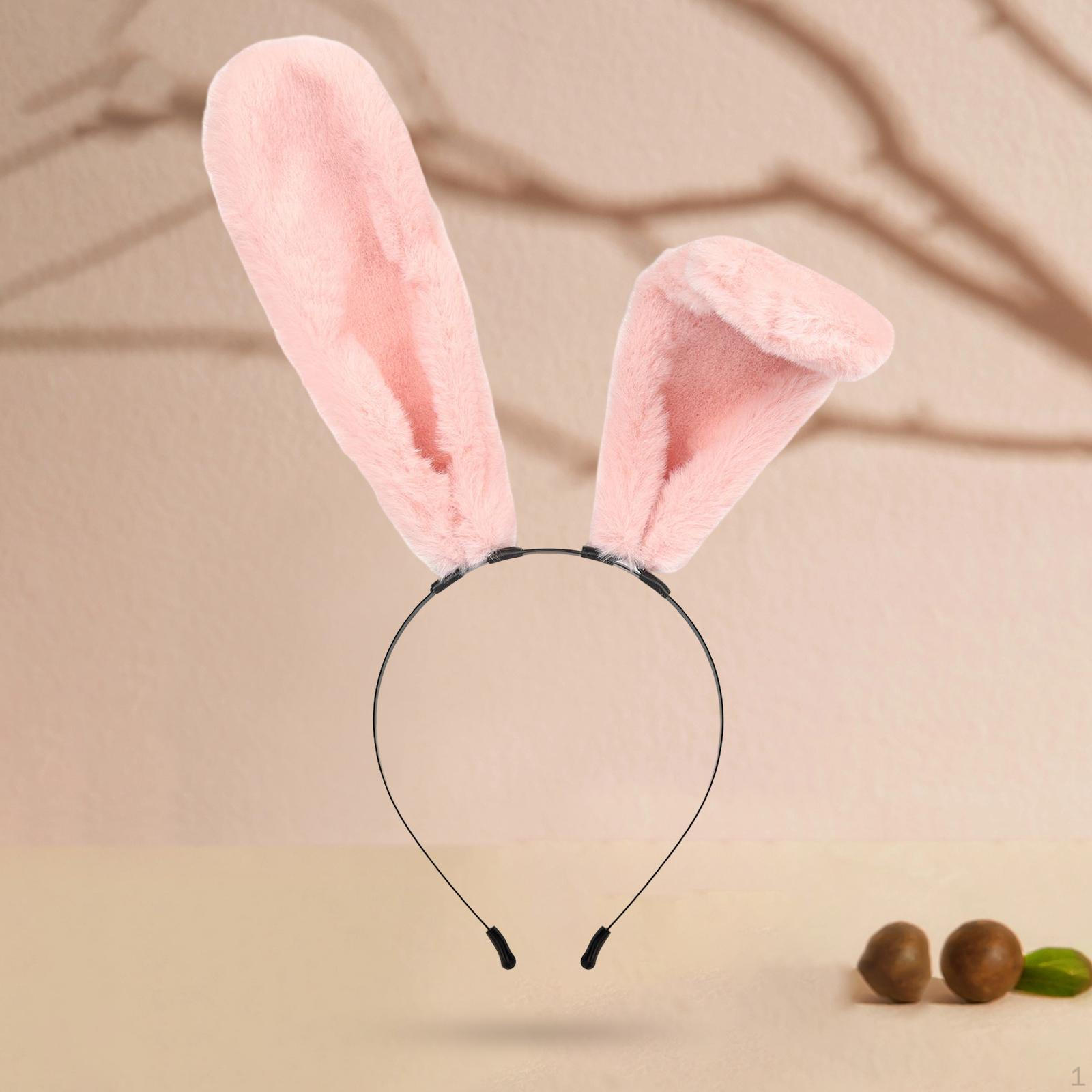 Ободок с кроличьими ушками - Очаровательный аксессуар для волос в виде животного для нарядных вечеринок и мероприятий розовый