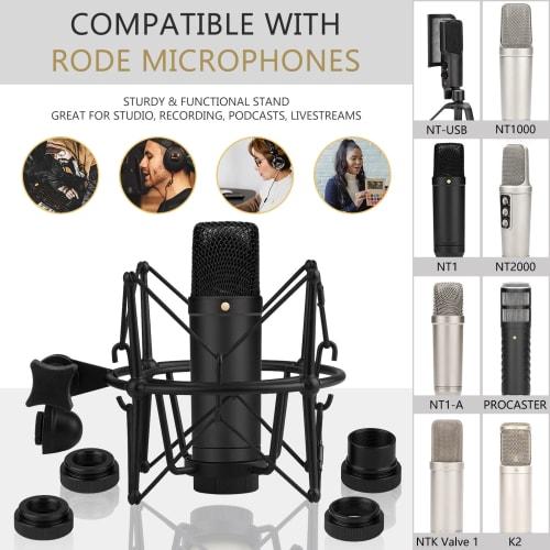 Geekria for Creators Microphone Shock Mount Compatible with Rode NT-USB, NT1-A, NT2-A, NT1000, NT2000, Procaster, and K2, Anti-Vibration Suspension Ad