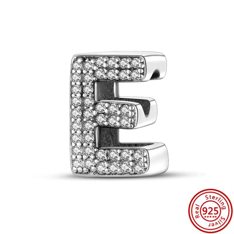 925 Sterlingová měď Čirý zirkon Třpytivé 26 písmen abecedy A-Z DIY Korálky na jméno Vhodné pro originální náramek s přívěsky Pantaro Zirkon