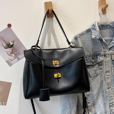 Women's PU Leather Shoulder Bag Simple Large Strap Designer Crossbody Bag