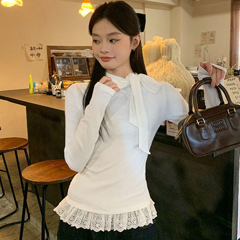 Autumn/Winter Pure Desire Spicy Lace Long Sleeve Women's Slimming Top