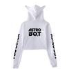 Streetwear Women Sexy Astro Bot Print Cropped Sweatshirts Oversize Loose Pullovers Spring Korean Casual Tops