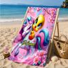Custom Name Good Night Yellow Bird Heart In Space Adventure Microfiber Beach Towel, Lightweight for Summer Travel, Swimming Pool Fan Gift