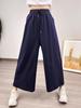 Southeast Asia Women's Casual Loose Ramie Culottes - Wide-Leg All-Cotton Slimming Pants, Eight-Point Length
