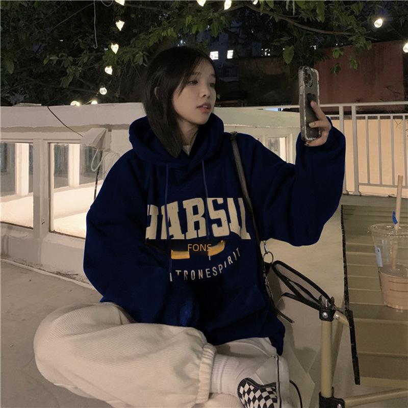 Women's Plush Thickened Hooded Sweatshirt for Autumn/Winter - Loose Fit, BF Style, Perfect for Couples.