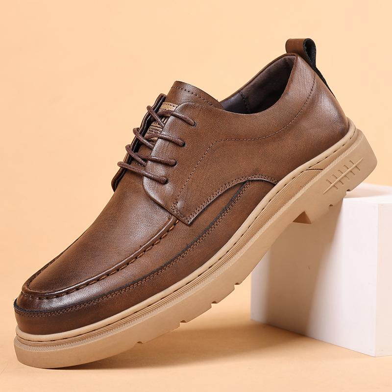 Business break men's shoes platform sewing line retro dress business men's leather shoes men's casual shoes