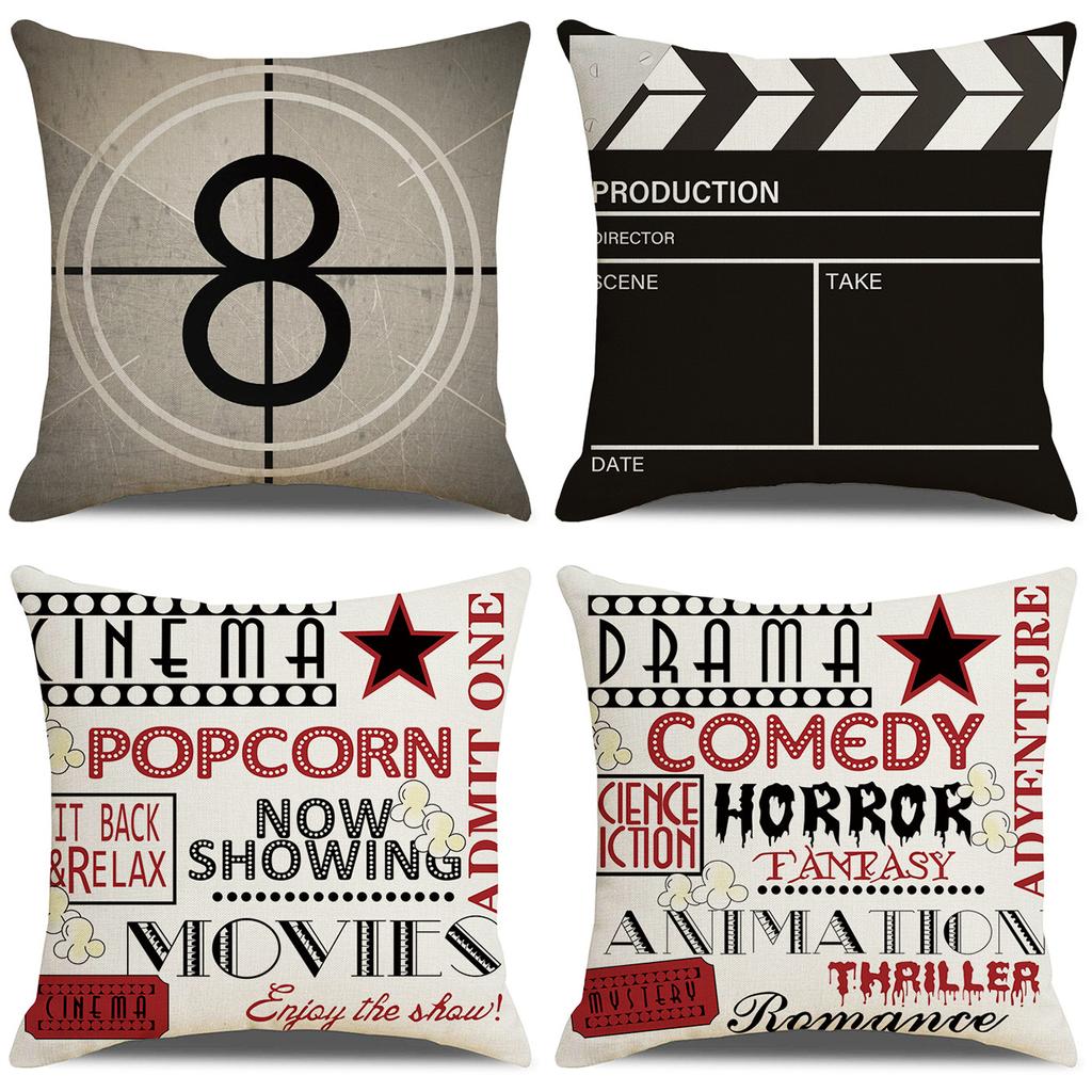 New Home Retro Movie Subtitle Sofa Office Linen Pillow Cover Cushion Cover