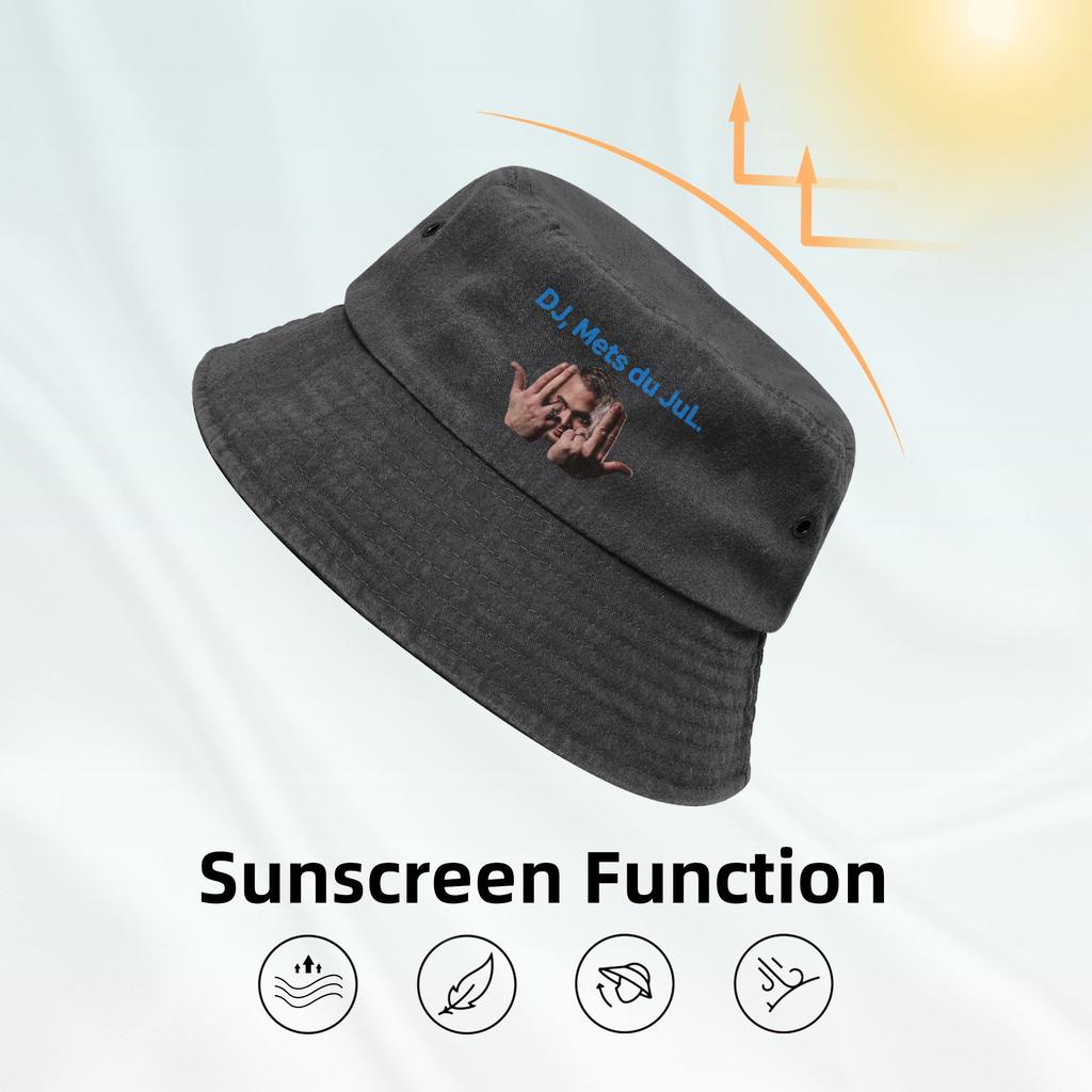 Spring Picnic Headwear Dj Mets Jul Rapper  Washed Denim Bucket Hat Teen Sun Hats  Session Hats Lightweight Fishing Caps Hiking