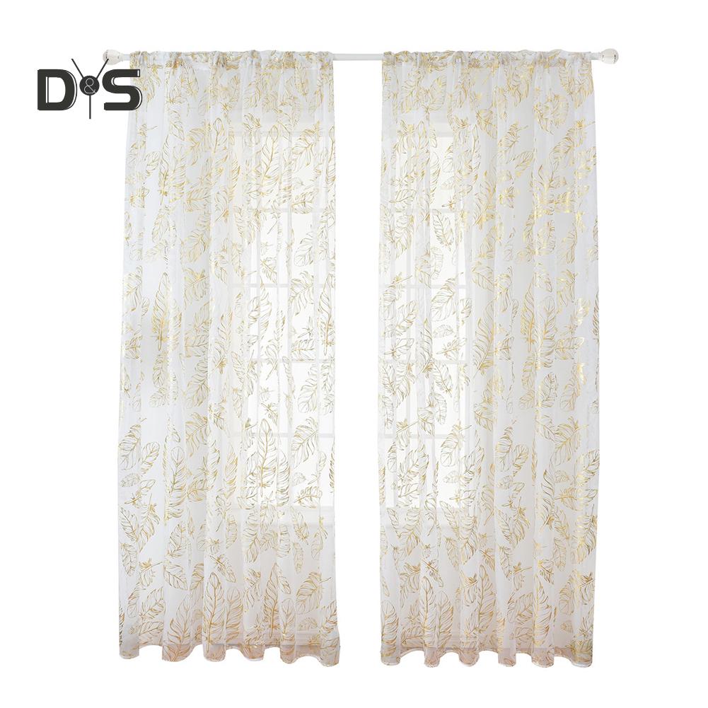DYS Home Decor Feather Design Drape Balcony Window Tulle Voile Sheer Curtain