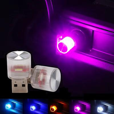 Lumière LED de voiture automatique Lumière d'ambiance Mini USB pour intérieur de voiture Éclairage d'urgence Lampe décorative colorée PC Auto Accessoire