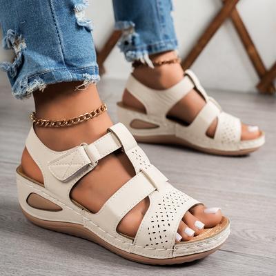 Sandali con zeppa estivi da donna Sandali ortopedici premium a punta aperta Scarpe casual antiscivolo vintage Sandali platform rétro da donna