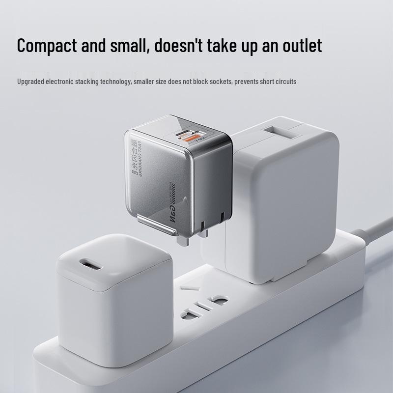 Dual-Port GaN Fast Charger for Apple & Android 17, One-to-Two Type-C Car Adapter
