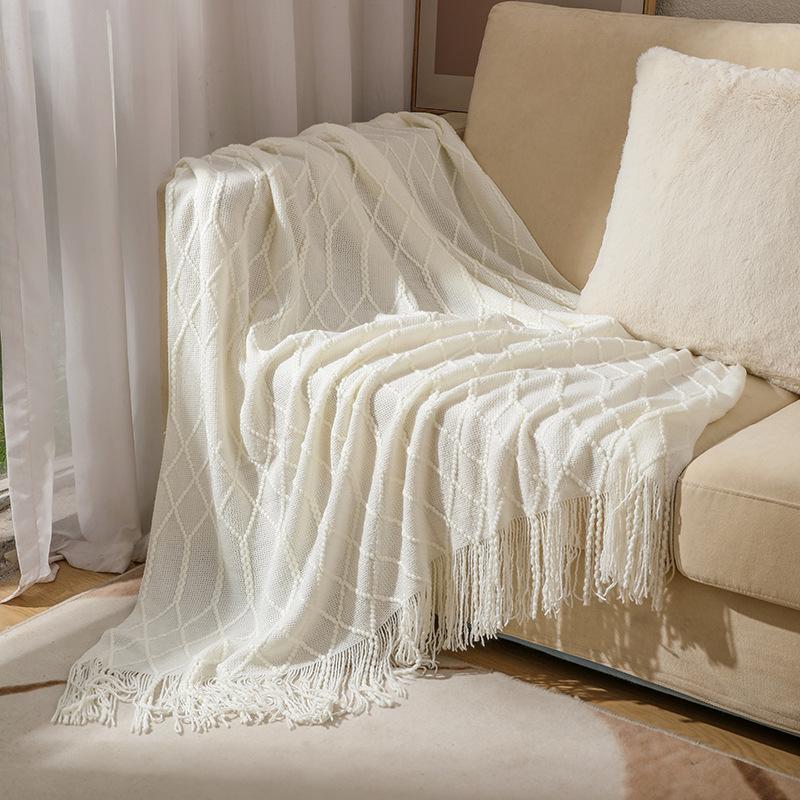 Scandinavian Woolen Throw Blanket Warm Knitted Sofa Cover Blanket Bed Tail Sofa Throw Blanket Thick Winter Office Lunch Nap Blanket