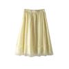 Plus size women clothing [French style Floral Skirt] Summer Lace Patchwork High Waist Slimming Mid-Length Skirts
