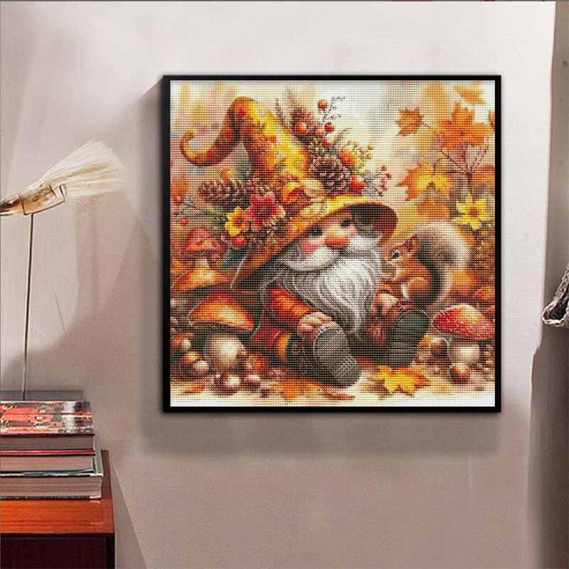 Full Drill Diamond Painting Kit Autumn Gnome Squirrel Mushroom DIY Creative Leisure Craft Canvas for Adults Home Decor Wall Art