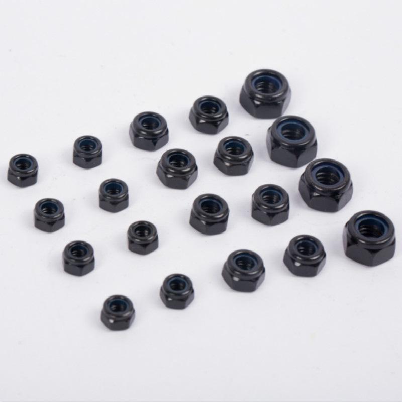 Black Self-Locking Zinc Nylon Nut - Anti-Slip M2 To M10 Sizes