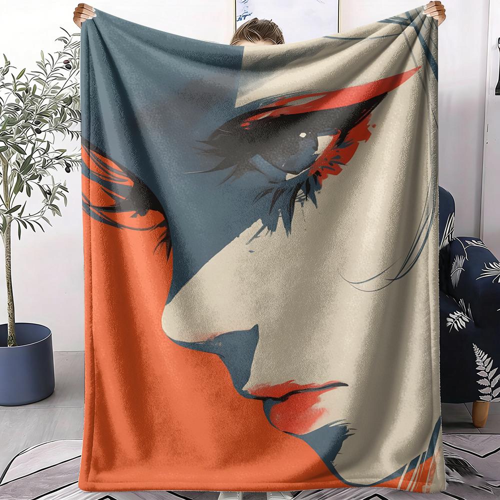 Anime Girl Throw Soft Flannel AC Blanket Lightweight Summer Nap Throw Cozy Blanket for Sofa Bed Travel Home