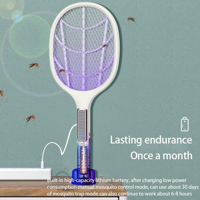 Elektrická plácačka na komáry 2022 Léto USB Solární panel Dobíjecí Lapač hmyzu Raketa LED Ultrafialové Elektrické Lapače much