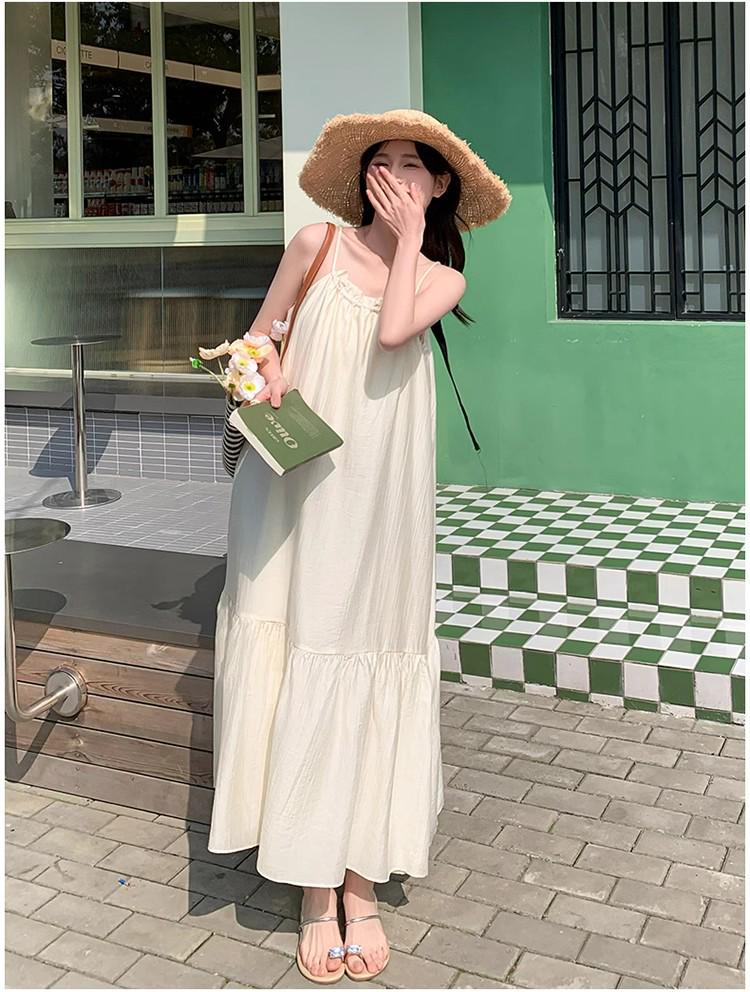Loose Waist Off-Shoulder Camisole Dress - Women's Summer A-Line, High-End, Vacation Style, Super Fairy, Long Dress.