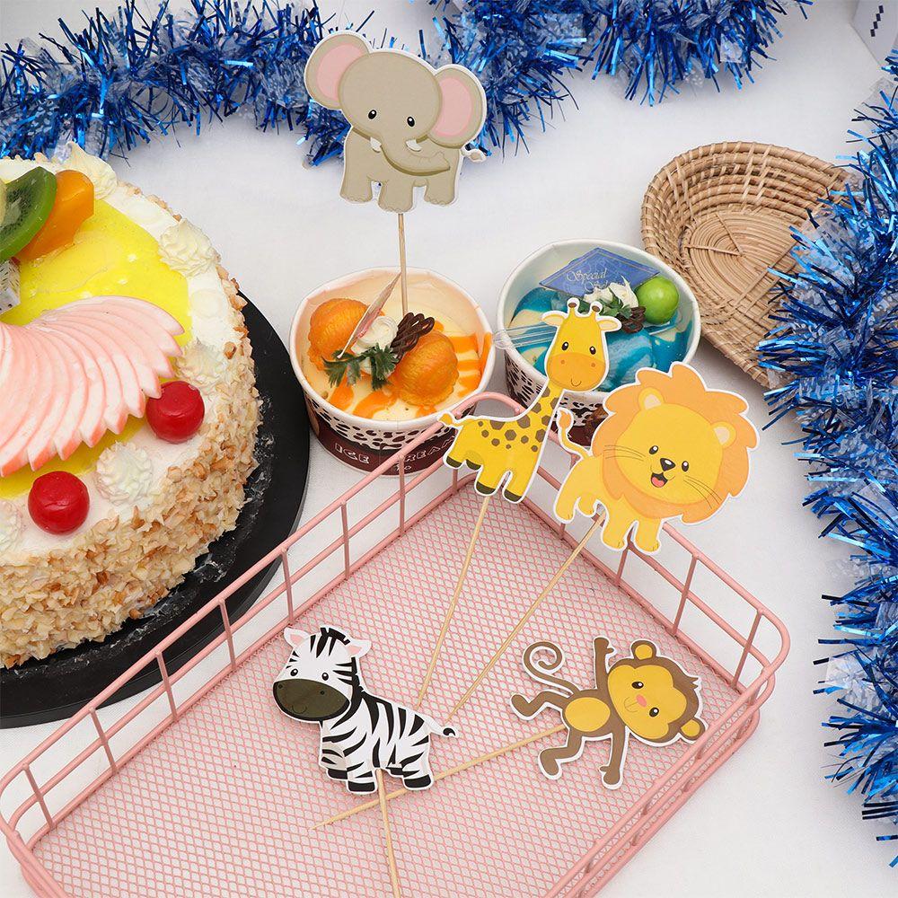 Decorations Jungle Animal Model  Birthday Party Cake Toppers Forest Animal Shape Woodland Creatures Theam Cupcake Topper