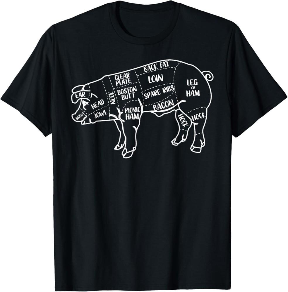 

Pig and Pork Diagram design_ Butcher design_ Bacon gift Tee Gift Unisex T-Shirt 4XL