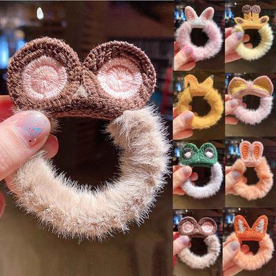 Women Fashion Plush Hair Tie Cute Crocheting Tie Hair Head Rope Ponytail Holster