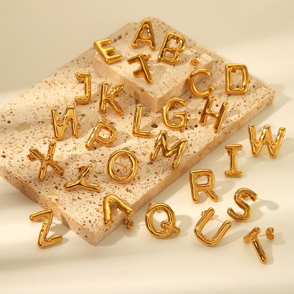 

Trendy Irregular 26-Letter DIY Stud Earrings – Summer Stainless Steel