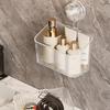 Wall Mounted Suction Cup Storage Rack No-Drill Makeup Organizer  with Drain Hole