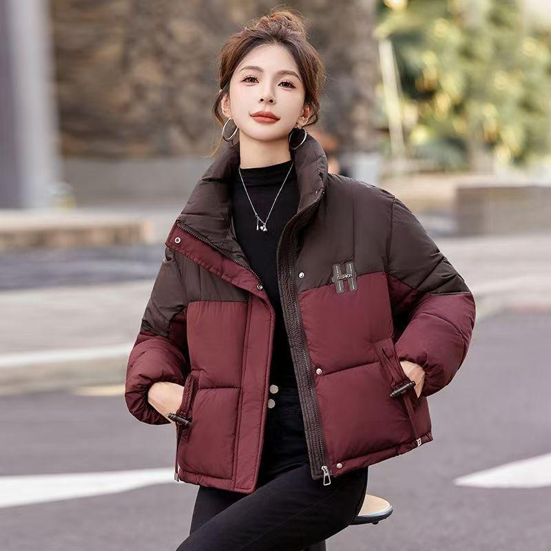 Down Cotton-padded Clothes Women's Short New Contrasting Color Cotton-padded Clothes Casual Loose Warm Cotton-padded Jackets Jacket Batch