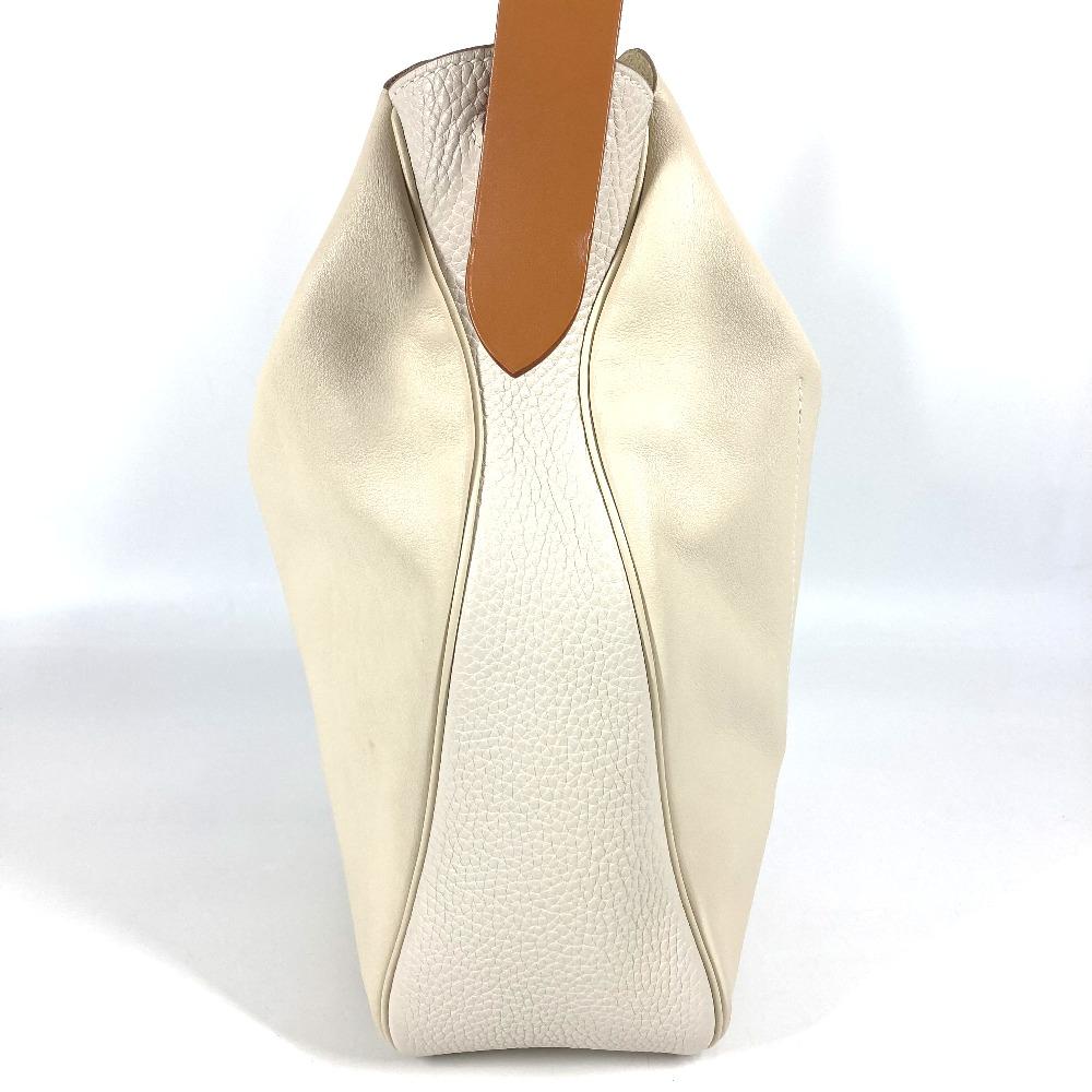 HERMES Wilvort 24 Tote Bag Shoulder Bag Leather IvoryBased/Brown