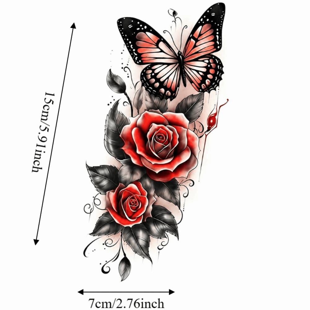 Long Lasting Rose Temporary Tattoo Flower Body Art Sticker Sweet Instant Decals Daily Use