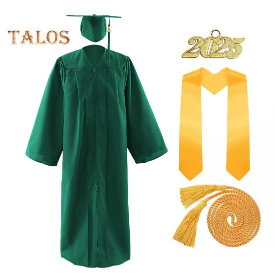 1 Set Academic Uniform Includes Hat Shawl Honour Rope V-Neck Bat-Sleeved Robe 2025 Graduation Cap And Gown Set for Memorable Graduation Events
