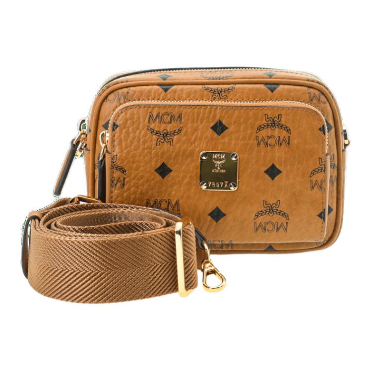 

Новая сумка-камера MCM Klassik Visetos из канвы с покрытием, сумка через плечо, мини-сумка на плечо женская коричневая и коньячная MMRASKC08CO001 15.5*7.1*10.4CM
