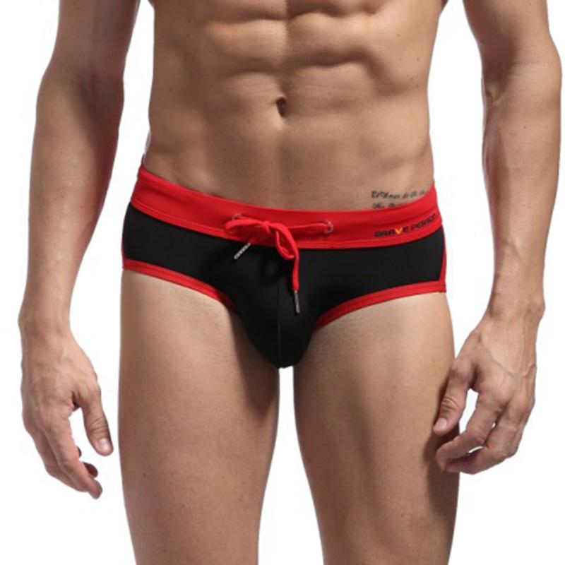Men's Contrast Color Swim Trunks Slim Fit Comfort Quick Dry Swimwear Briefs Drawstring Beach Pool Swimming Trunks