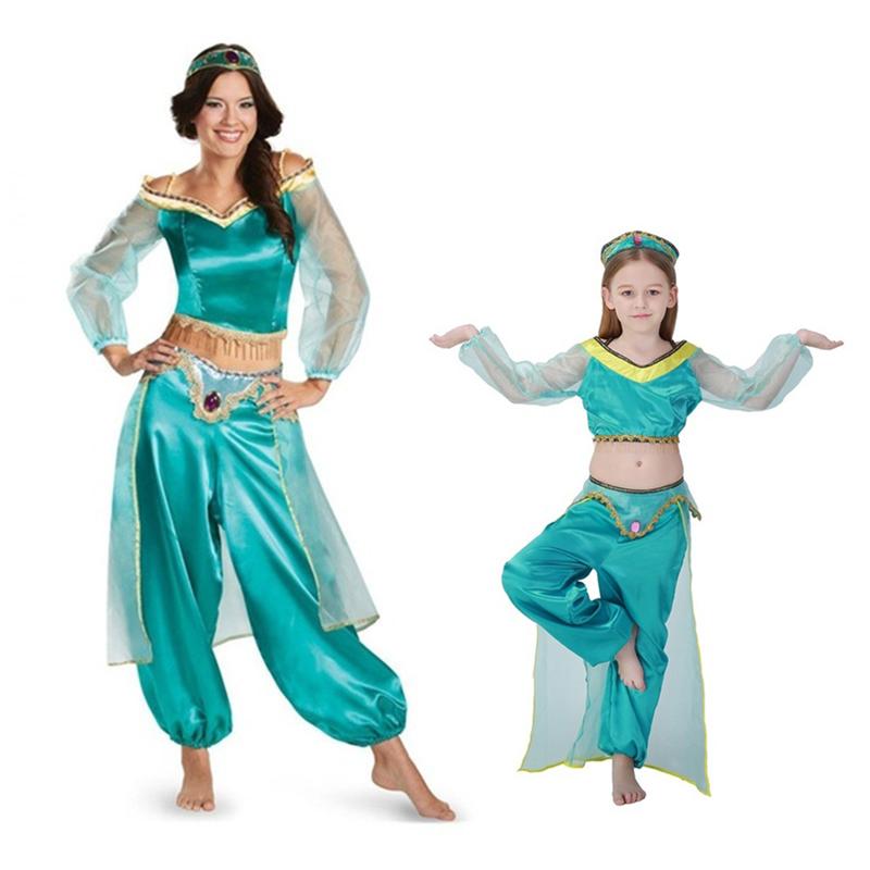 Princess Aladdin Halloween Jasmine Adult Ladies Suit Cosplay Dress Costume Set