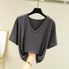 Damen T-Shirt Modal V-Ausschnitt Kurze Ärmel Tops Sommer Lässige T-Shirts Einfarbige Lockere Basic Unterhemden