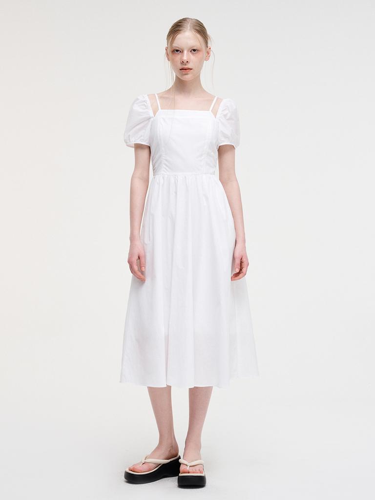 Etmont Strap Slit Off Shoulder Dress, White