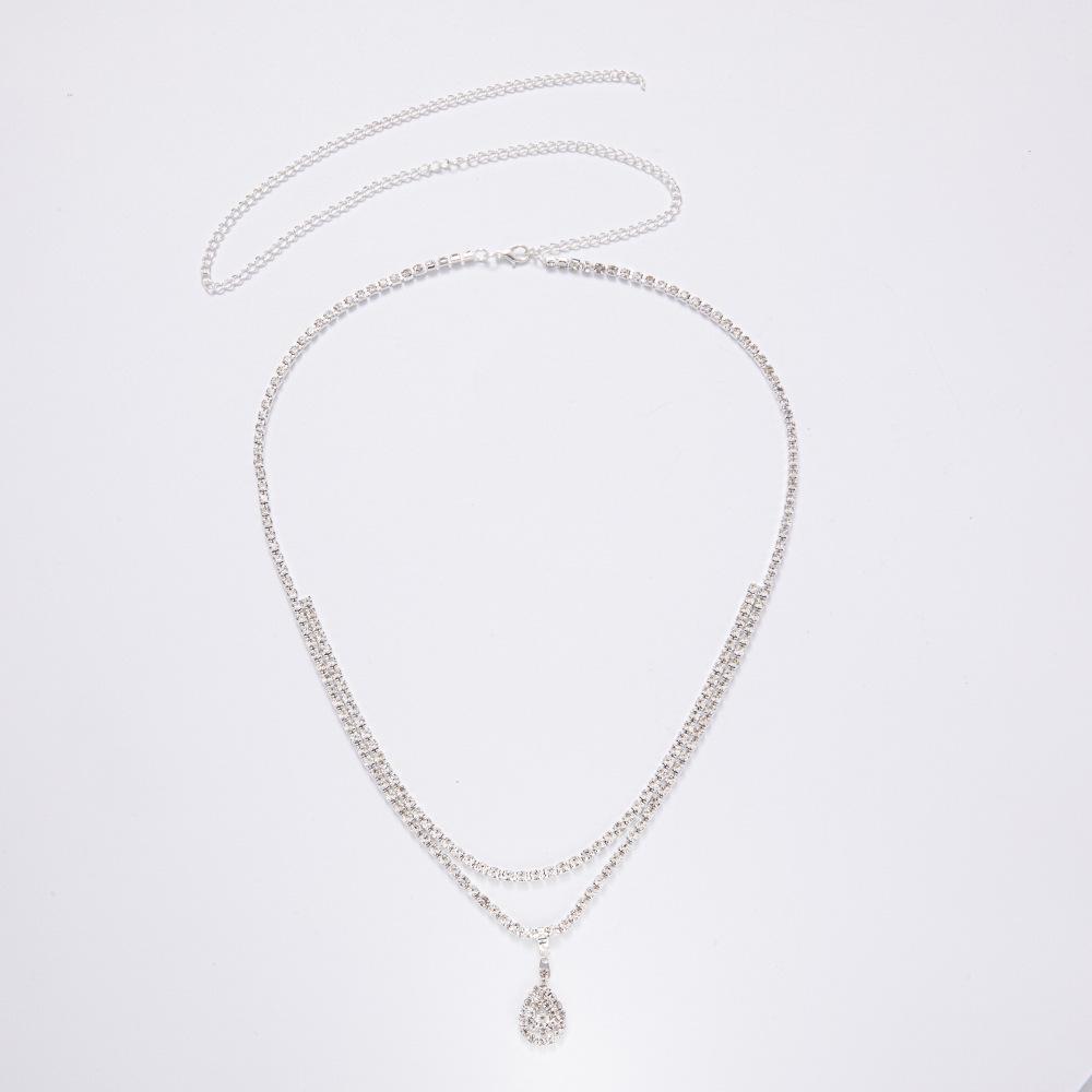 Rhinestone Water Drop Waist Chain with Claw Pendant