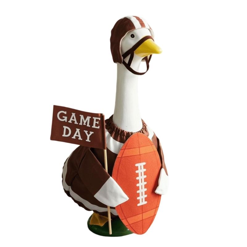 Dress a Decorative Lawn Bird for Football Season with a Helmet Headpiece and Coordinated Uniform Body Cover Costume Set
