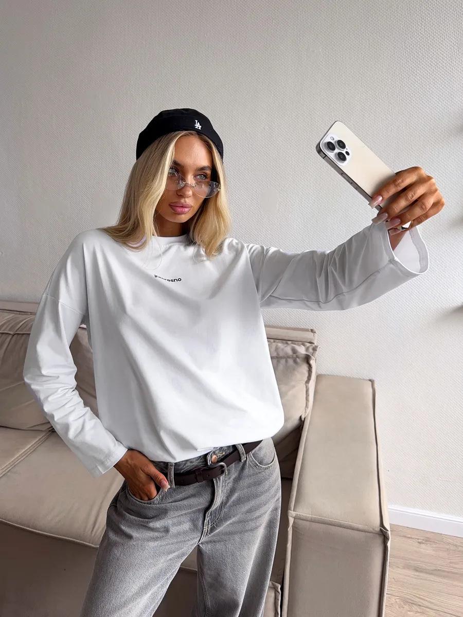 Европейский и американский стиль нишевый темперамент популярный принт 100% хлопок футболка ленивый стиль леди S