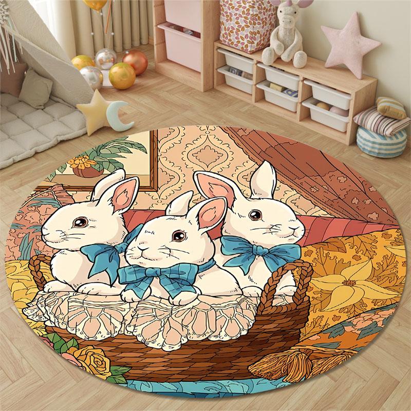 Statement Round Stained Glass Multicolor Floor Rug, Non-Slip Floor Mat for Bathroom